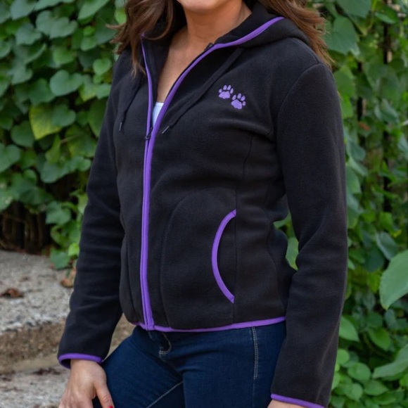 Black Paw Trimmed Polar Fleece Jacket Animal Rescue 5X - Picture 2 of 6